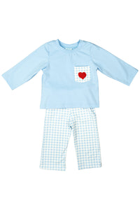 Boys French Knot Heart Pants Set