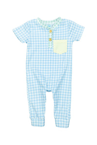 Boys Blue Check Lounge Romper