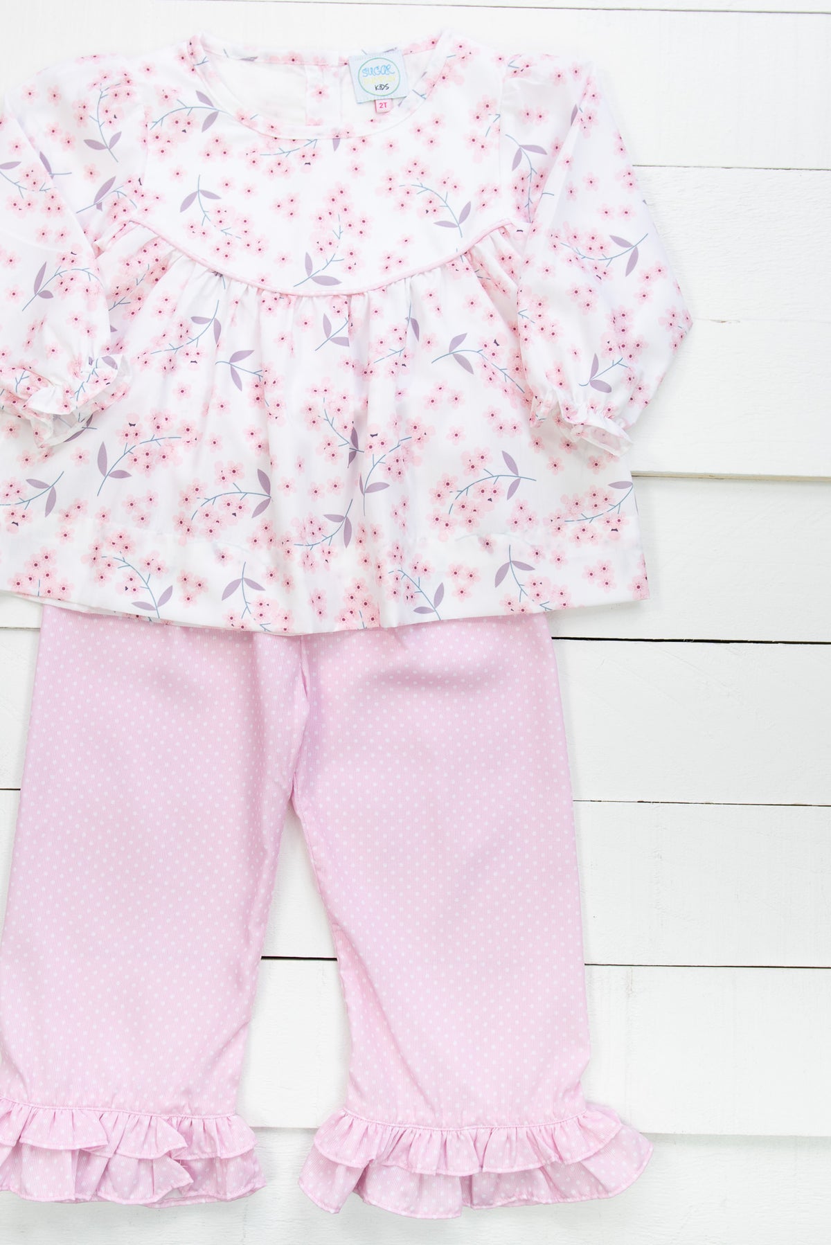 Girls Spring Blossom Pants Set