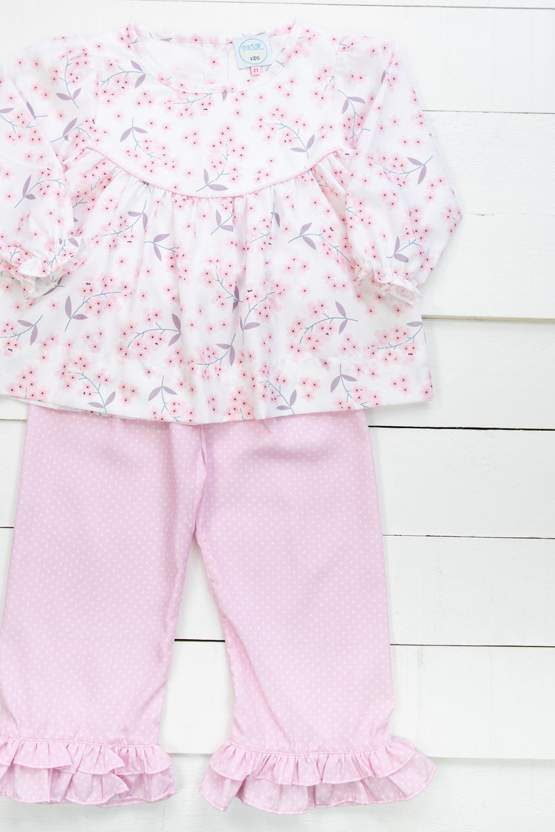 Girls Spring Blossom Pants Set