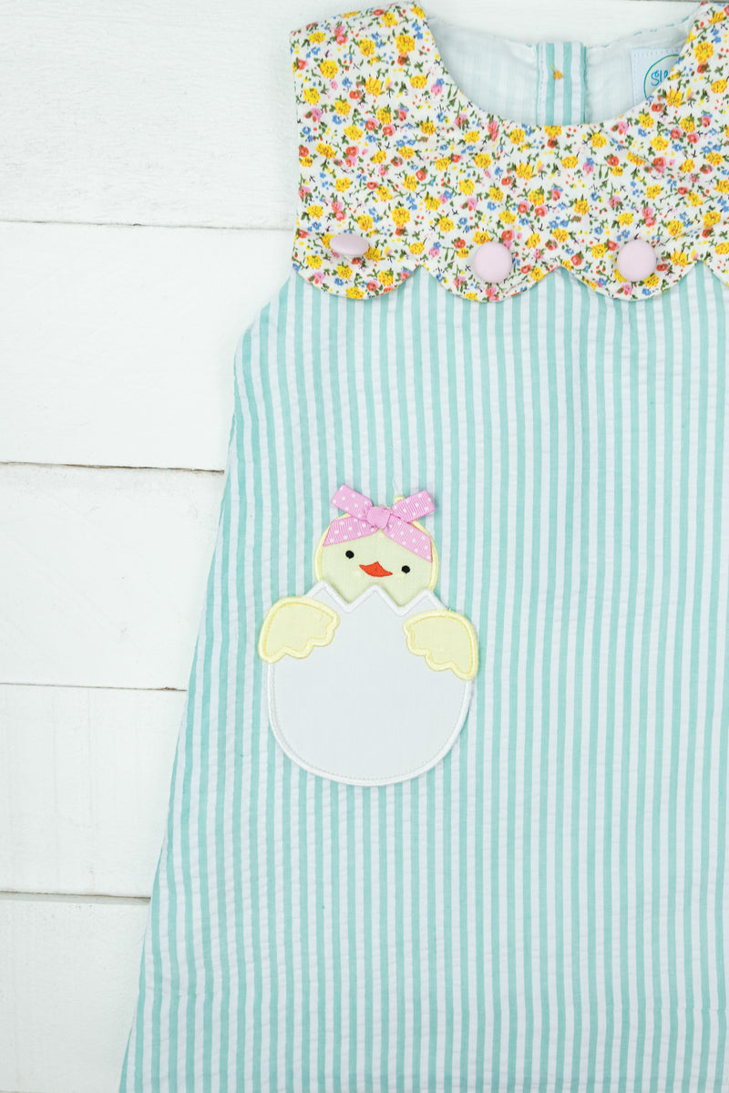 Girls Baby Chick Seersucker Dress