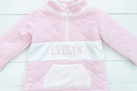 Girls Pink Quilted Name Pullover