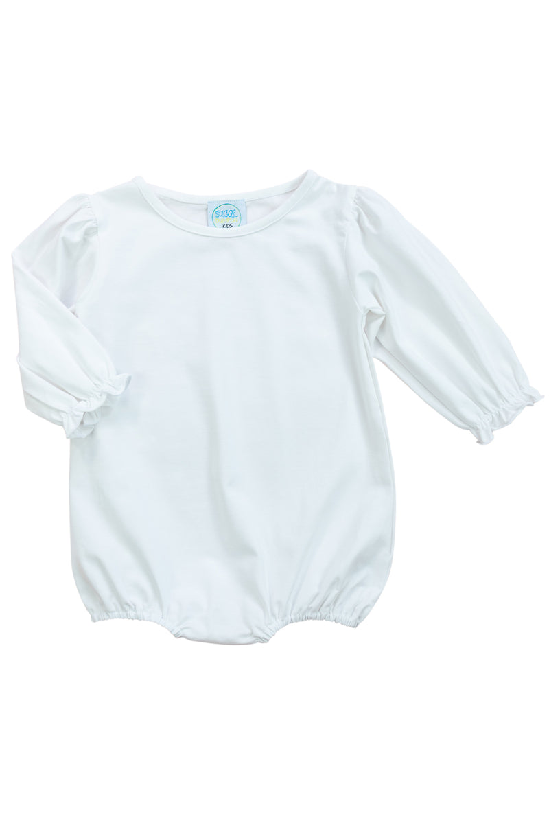 Girls White Knit Long Sleeve Bubble