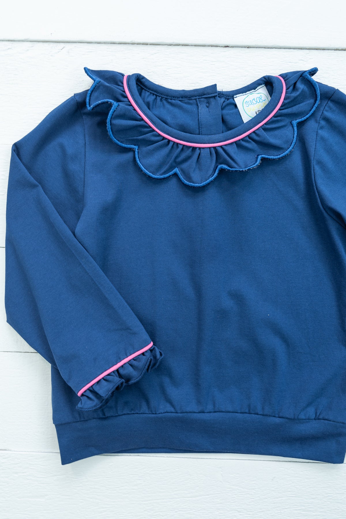 Girls Knit & Navy Pullover