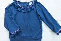 Girls Knit & Navy Pullover