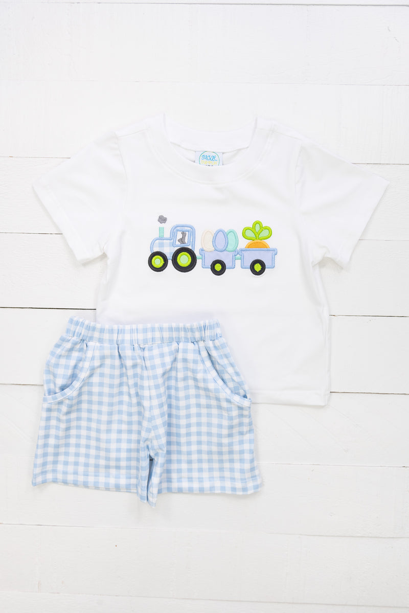 Boys Easter Tractor Shorts Set