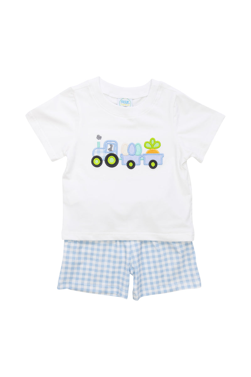 Boys Easter Tractor Shorts Set