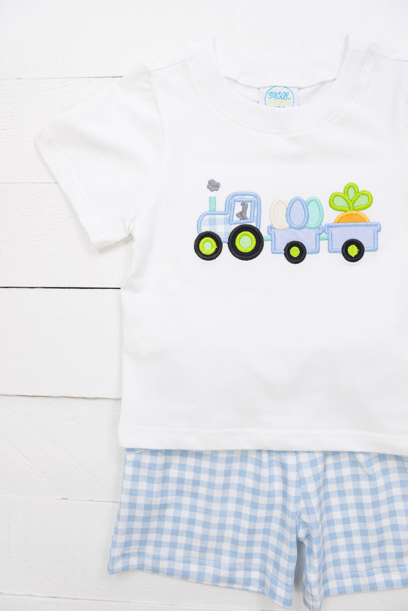 Boys Easter Tractor Shorts Set