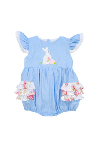 Girls Spring Bunny Applique Bubble