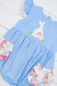 Girls Spring Bunny Applique Bubble