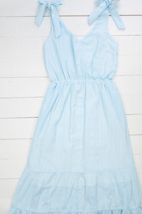 Mom Blue Linen Dress