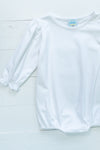 Girls White Knit Long Sleeve Bubble