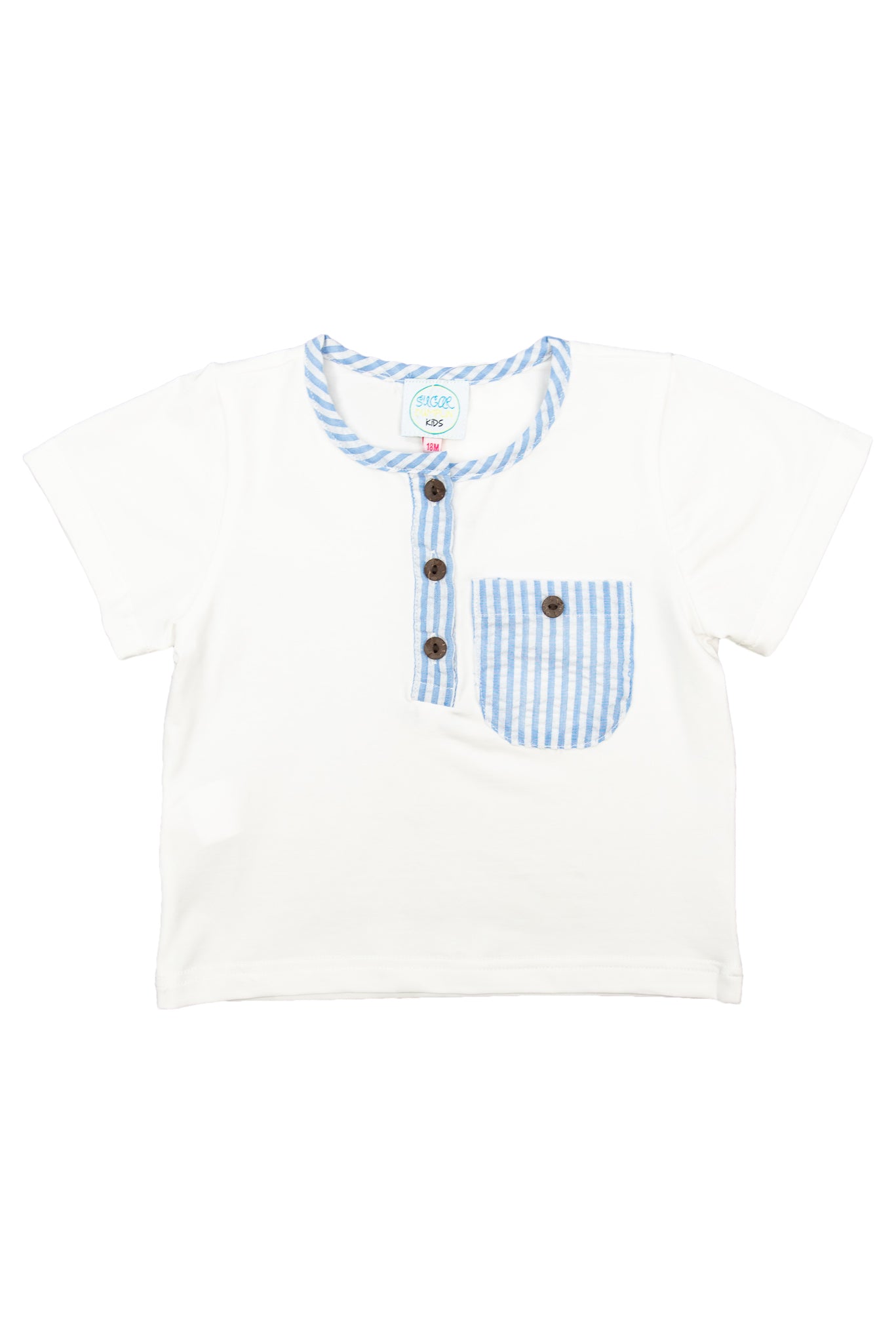 Boys White & Blue Seersucker Shirt Only