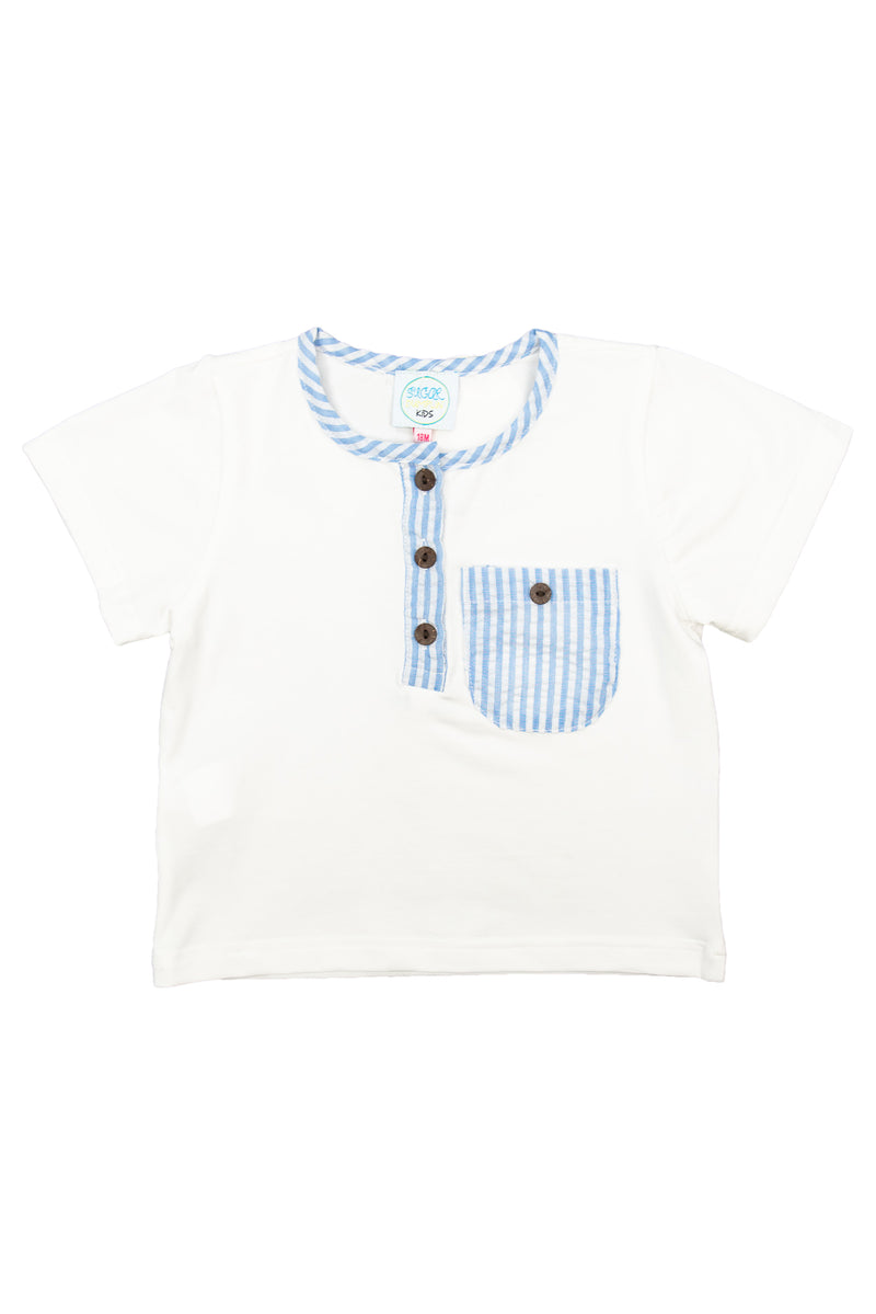 Boys White & Blue Seersucker Shirt Only