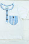 Boys White & Blue Seersucker Shirt Only