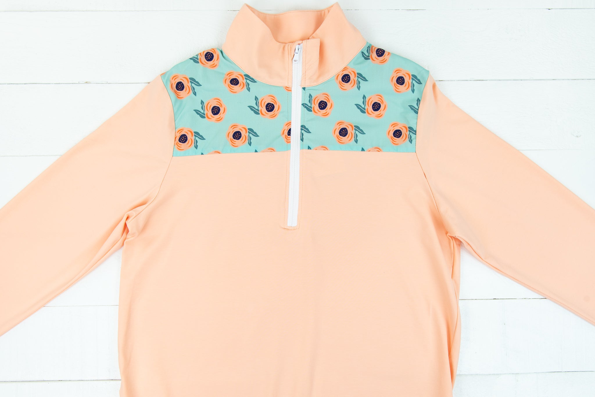 Girls Peach Floral Pullover