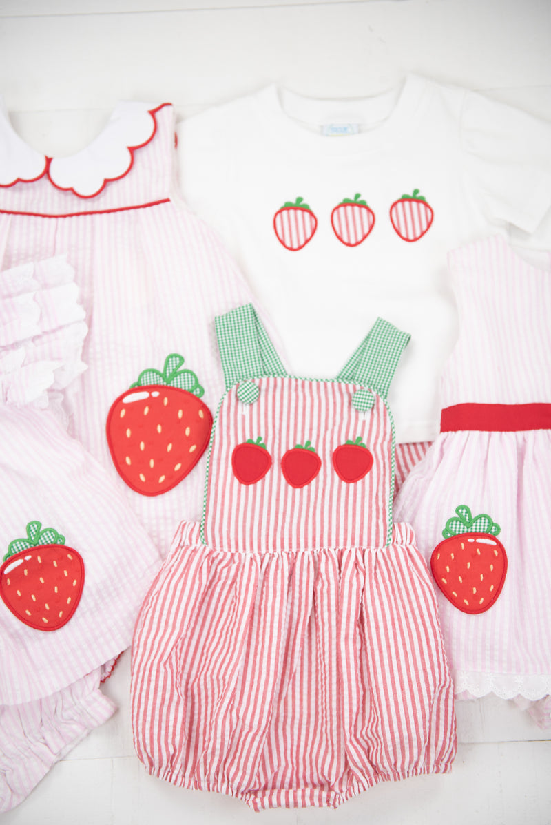 Boys Strawberry Seersucker Shorts Set