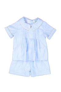 Boys Blue Linen Shorts Set