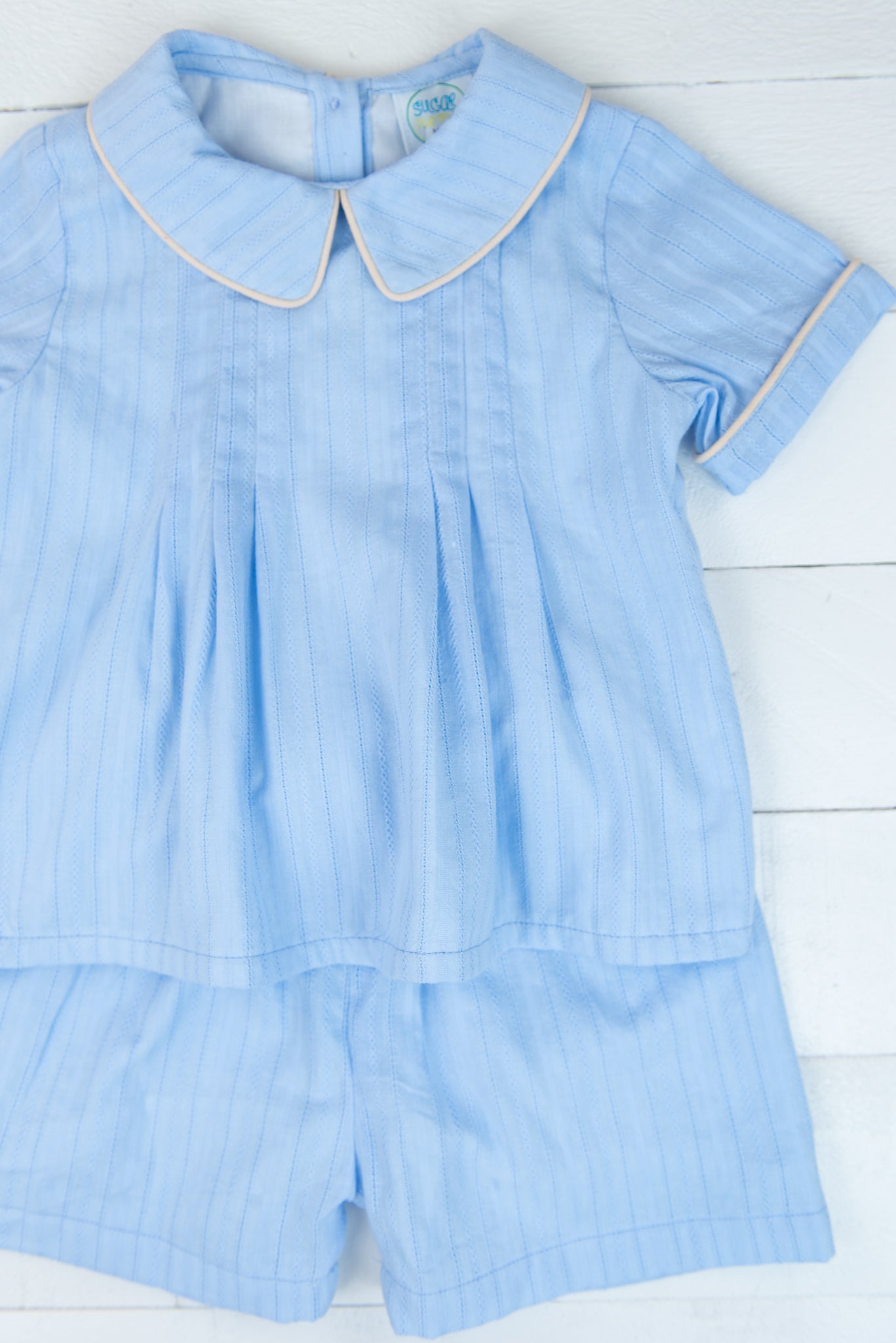 Boys Blue Linen Shorts Set