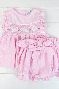 Girls Smocked Bunnies Diaper Set