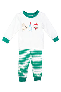 Boys White Santa Milk & Cookies PJ Pants Set