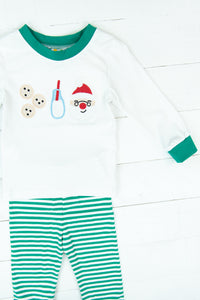 Boys White Santa Milk & Cookies PJ Pants Set