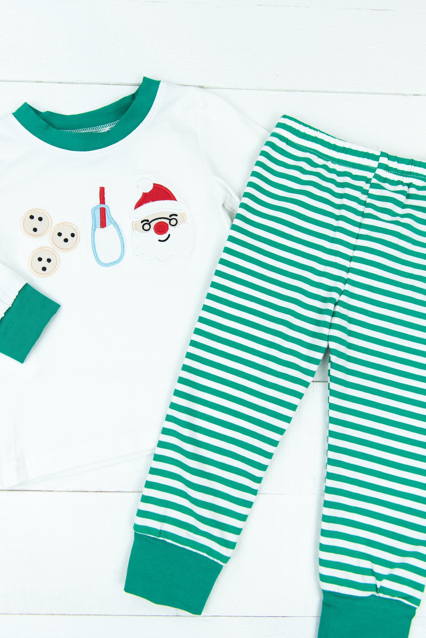 Boys White Santa Milk & Cookies PJ Pants Set