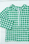 Boys Green Gingham Rashguard Swim Shirt