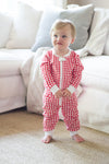 Boys Knit Red Check Flap Pajamas