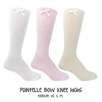 Pointelle Bow Knee High Socks (Multiple Color Options)